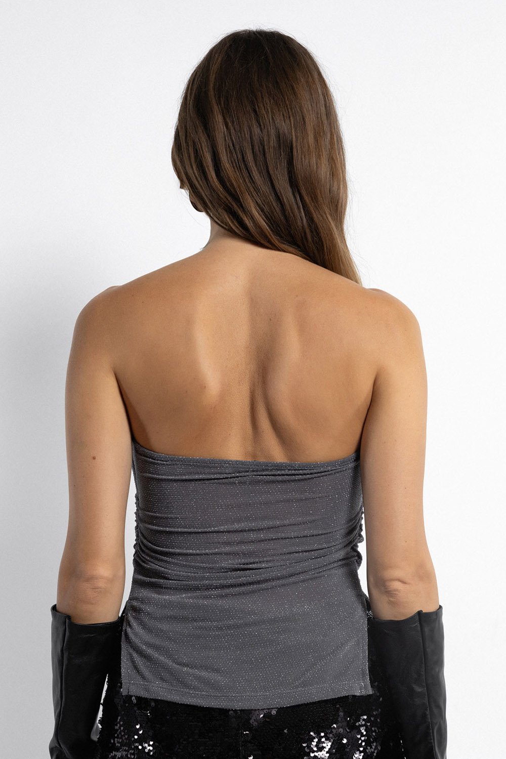 Boneqa Barcelona-Gri Simli Omzu Açık Parti Top-Top-5-Milagron.com