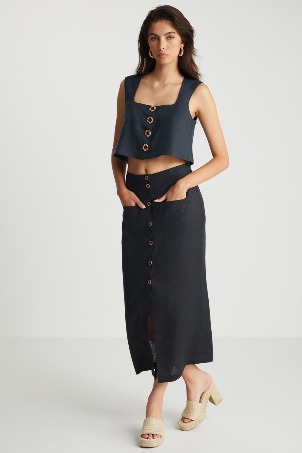 Boneqa Barcelona-Günlük Giyim Keten Etek-Etek-1-Milagron.com