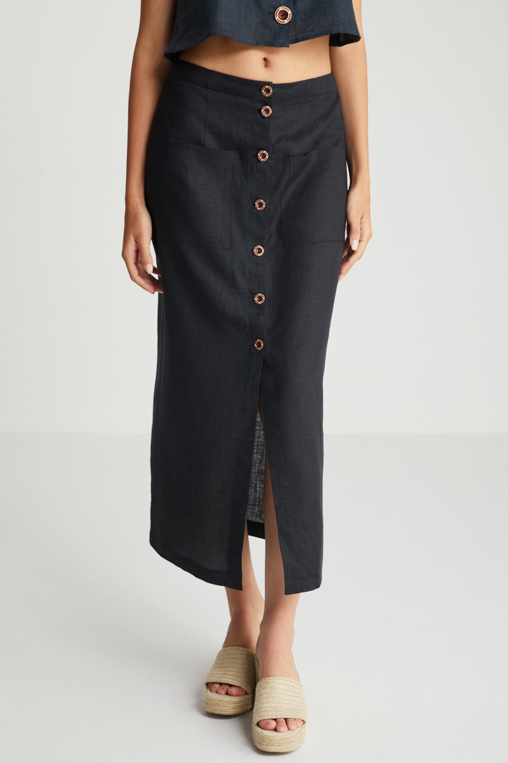 Boneqa Barcelona-Günlük Giyim Keten Etek-Etek-2-Milagron.com