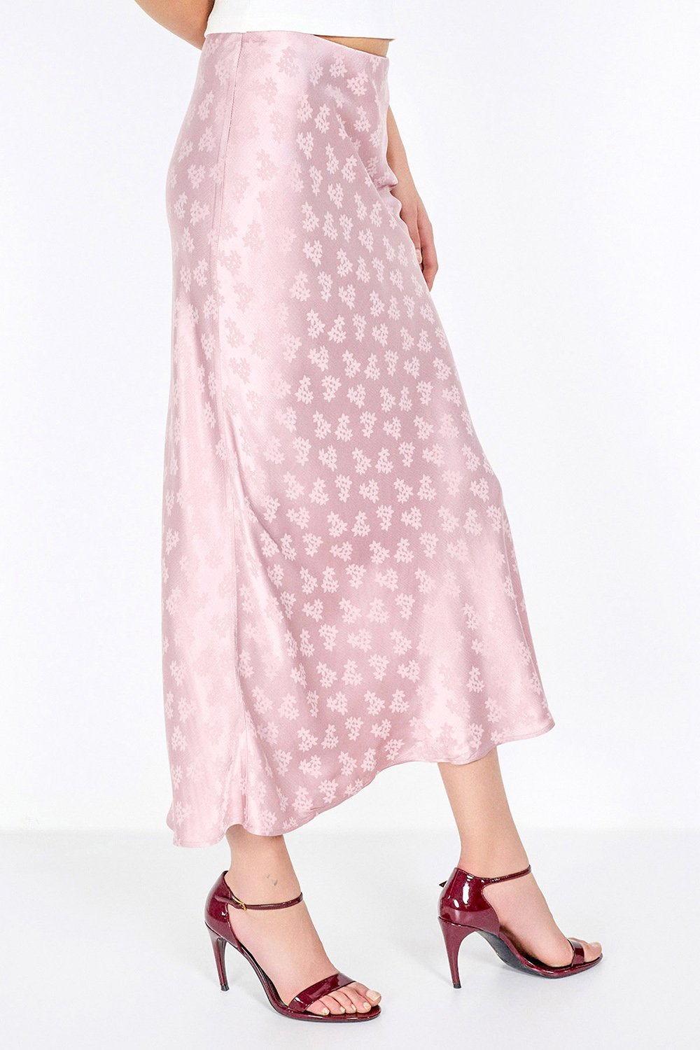 Boneqa Barcelona-Jakarlı Pembe Midi Etek-Etek-6-Milagron.com