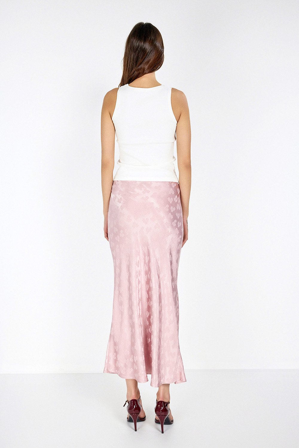Boneqa Barcelona-Jakarlı Pembe Midi Etek-Etek-8-Milagron.com