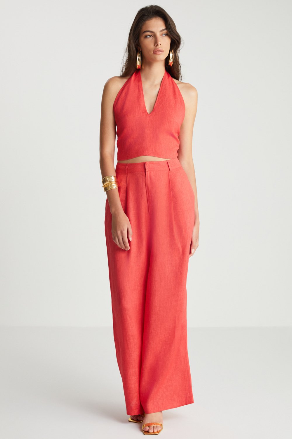 Boneqa Barcelona-Kırmızı Keten Pantolon-Pantolon-1-Milagron.com