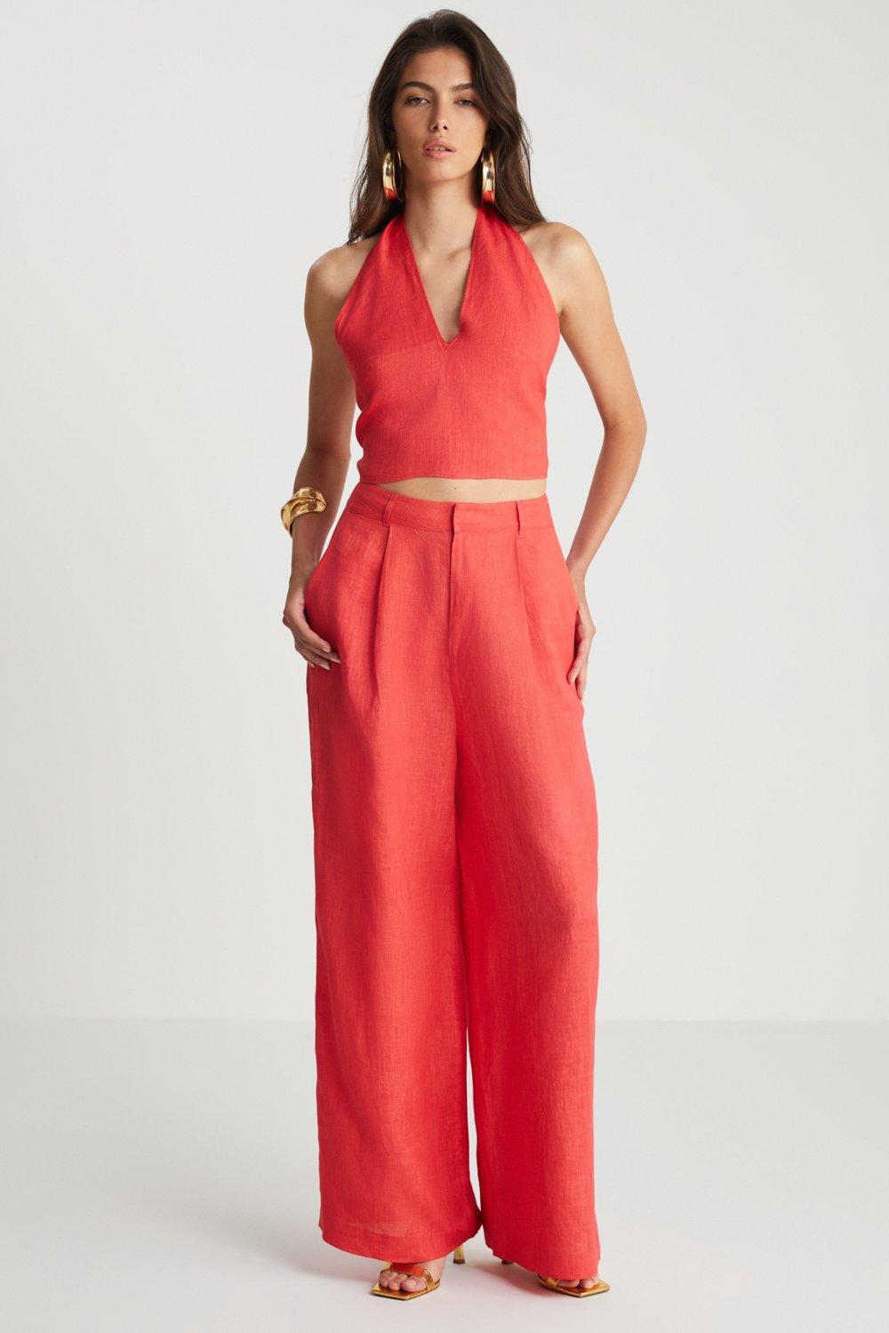 Boneqa Barcelona-Kırmızı Keten Pantolon-Pantolon-4-Milagron.com