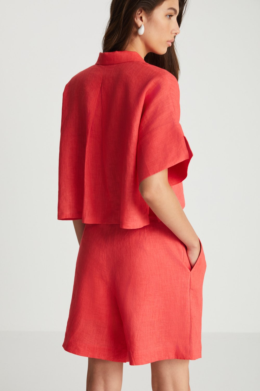 Boneqa Barcelona-Kırmızı Keten Şort-Şort-4-Milagron.com