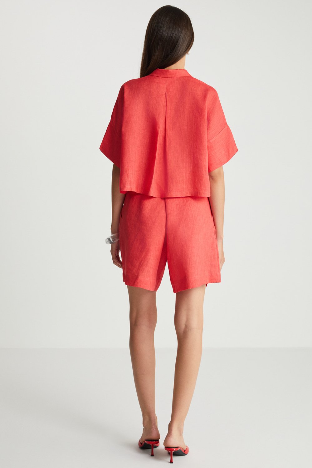 Boneqa Barcelona-Kırmızı Keten Şort-Şort-5-Milagron.com