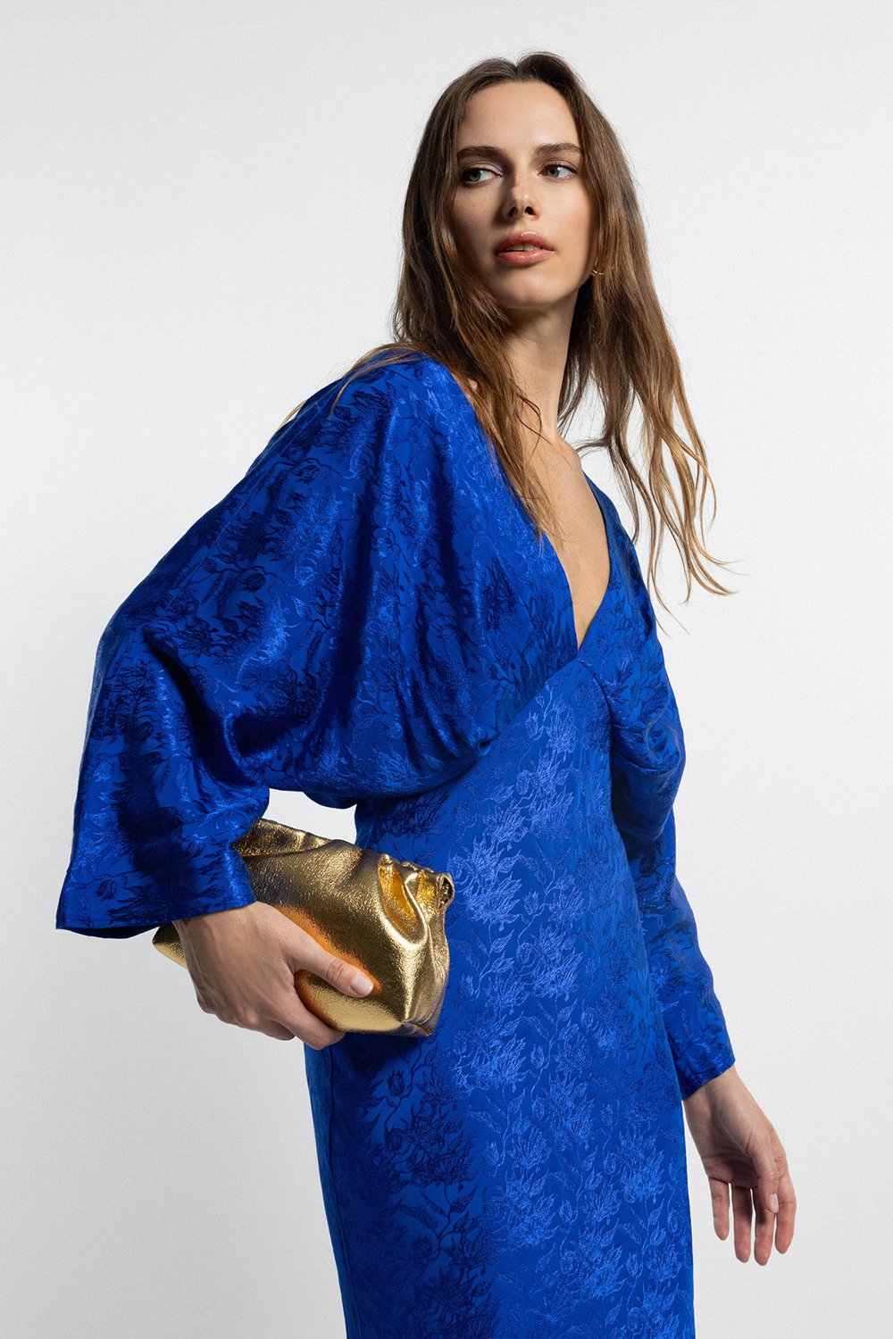 Boneqa Barcelona-Mavi Desenli Gece Elbisesi-Elbise-2-Milagron.com