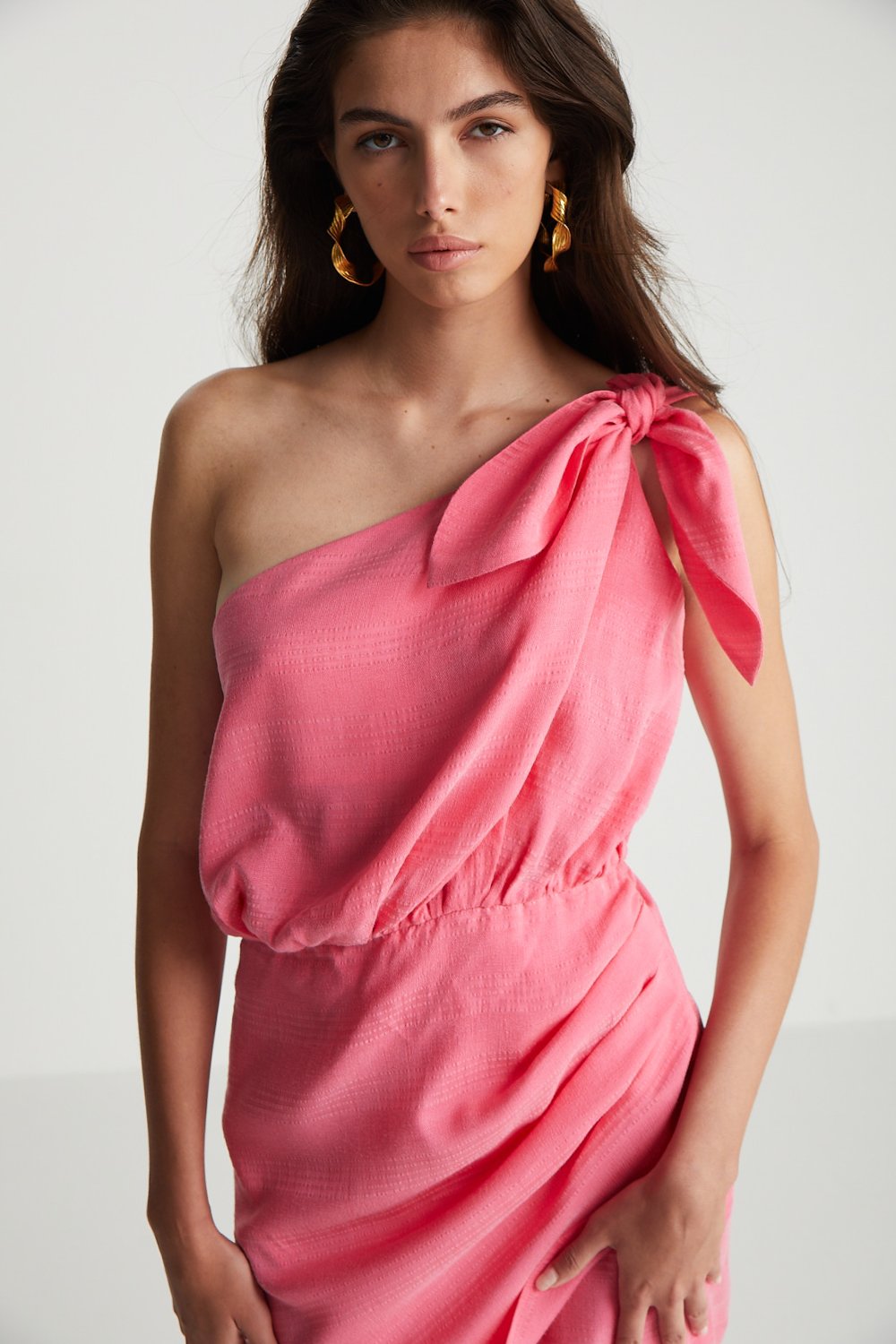 Boneqa Barcelona-Pembe Lyocell Yazlık Elbise-Elbise-2-Milagron.com