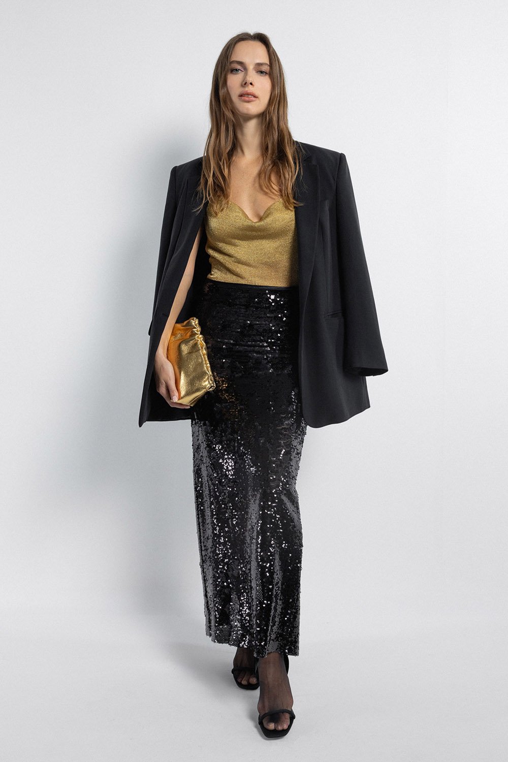 Boneqa Barcelona-Pul Payetli Uzun Etek-Etek-2-Milagron.com