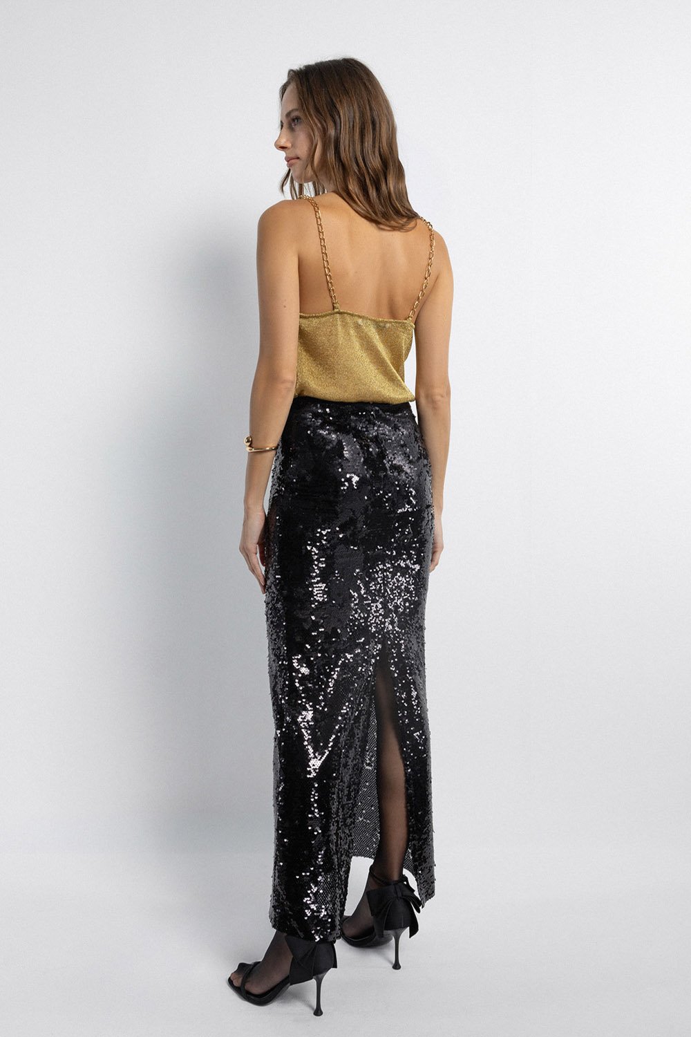 Boneqa Barcelona-Pul Payetli Uzun Etek-Etek-6-Milagron.com