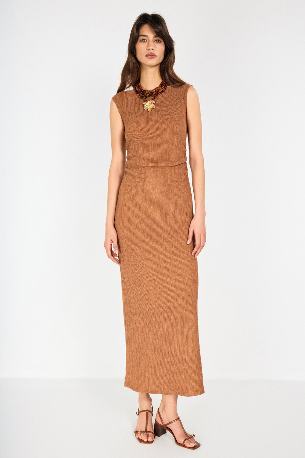 Boneqa Barcelona-Sırtı Açık Tarçın Maxi Elbise-Elbise-2-Milagron.com