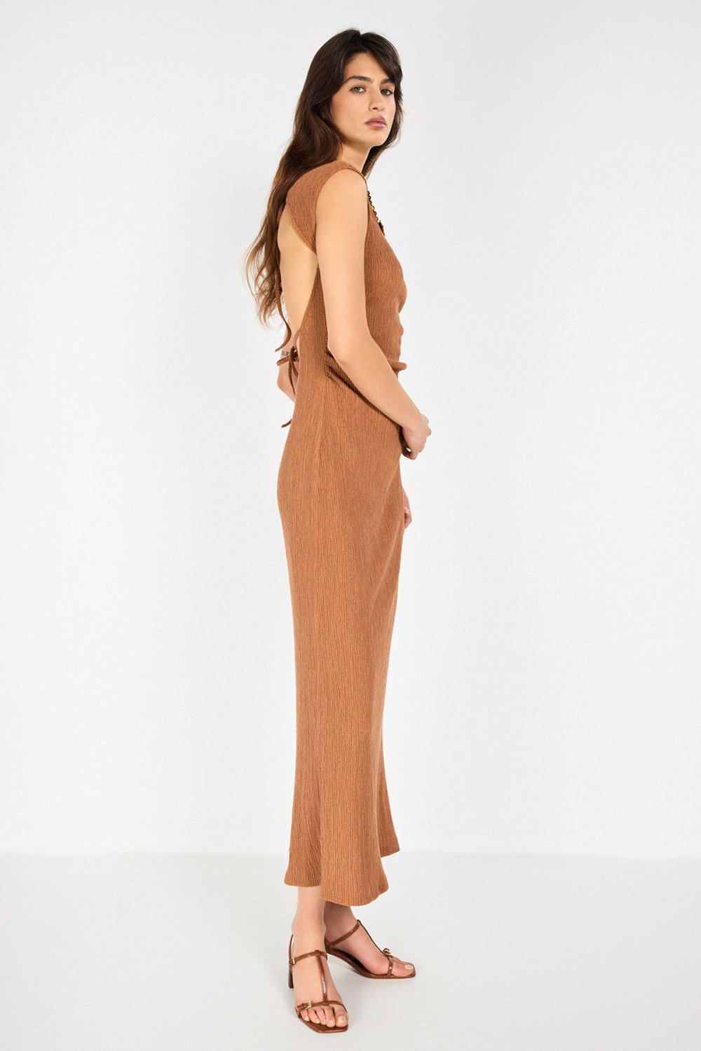 Boneqa Barcelona-Sırtı Açık Tarçın Maxi Elbise-Elbise-5-Milagron.com