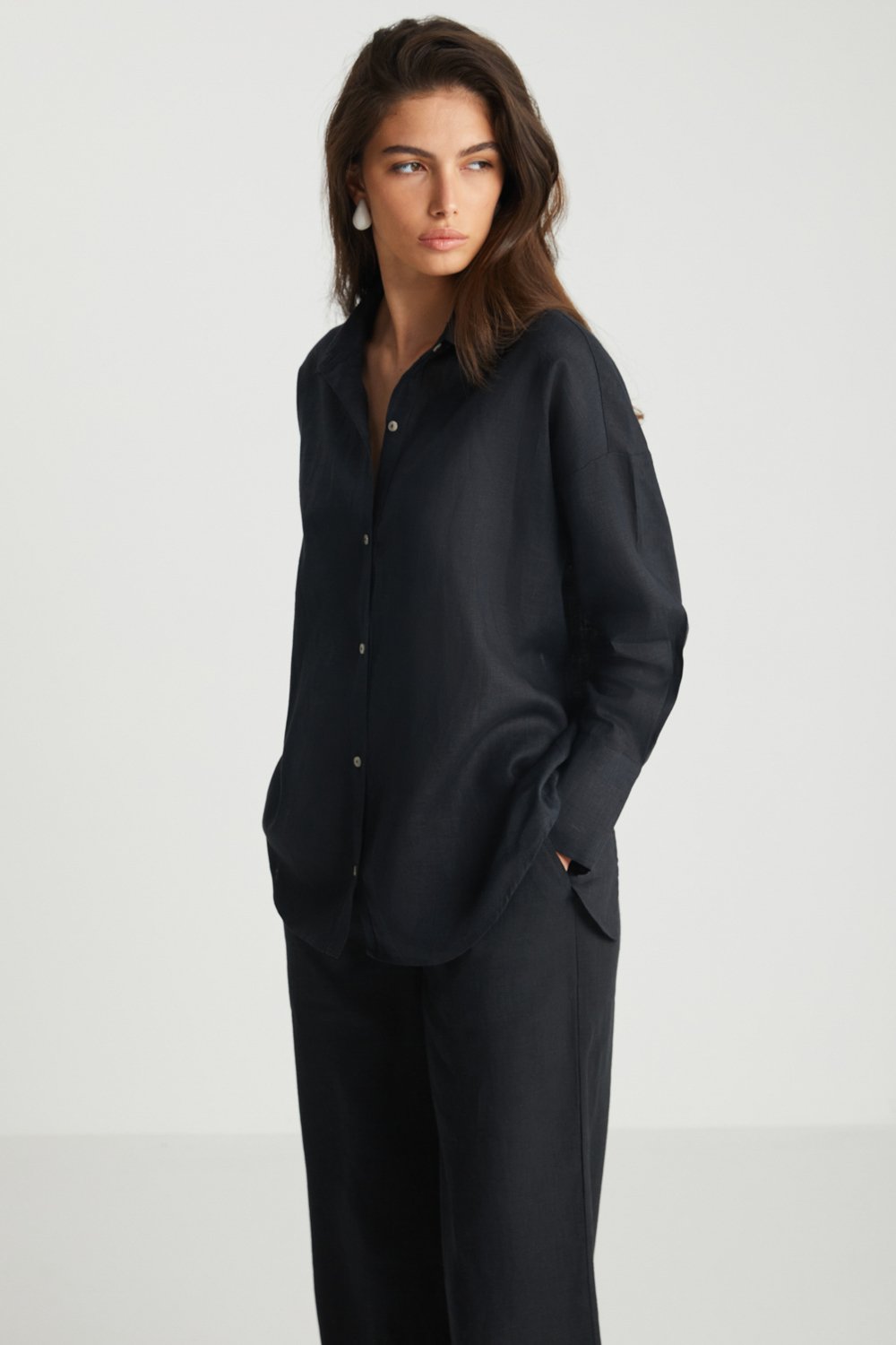 Boneqa Barcelona-Siyah Keten Pantolon-Pantolon-2-Milagron.com