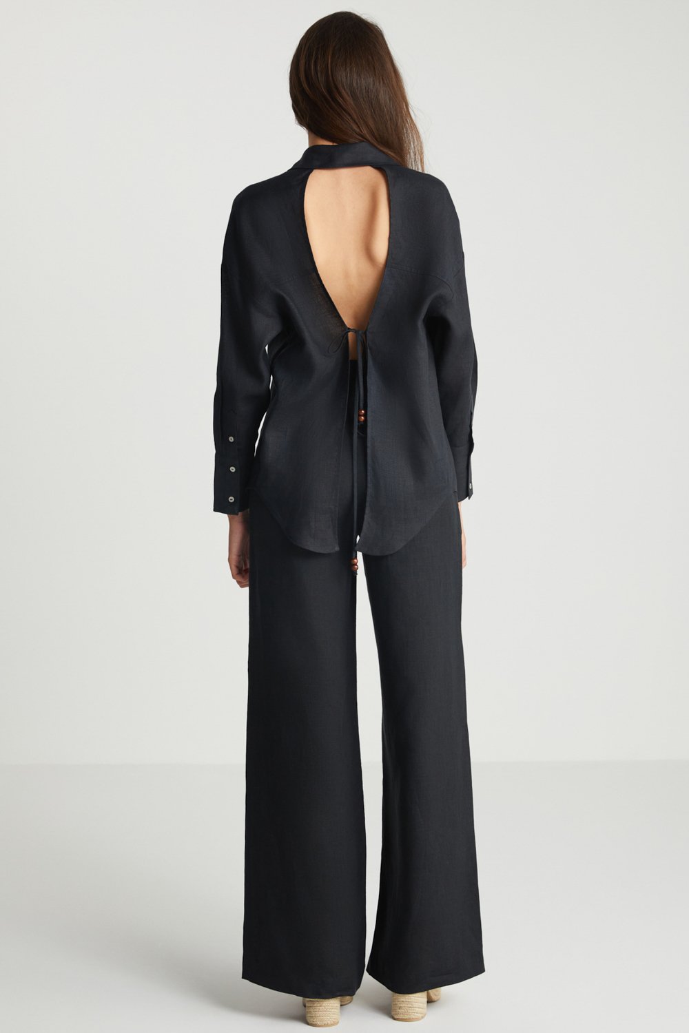 Boneqa Barcelona-Siyah Keten Pantolon-Pantolon-3-Milagron.com