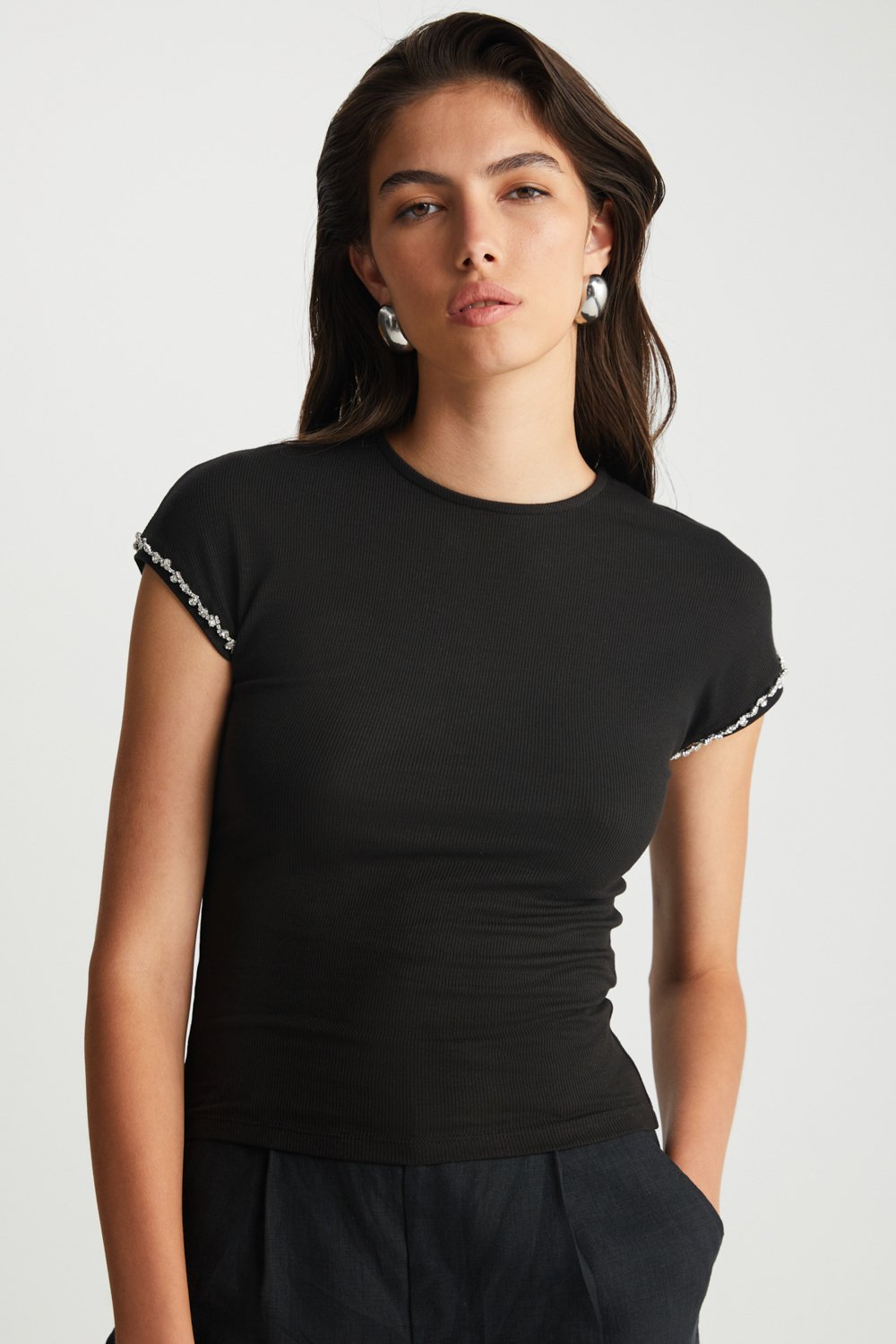 Boneqa Barcelona-Siyah Modal Tişört-T-Shirts-6-Milagron.com