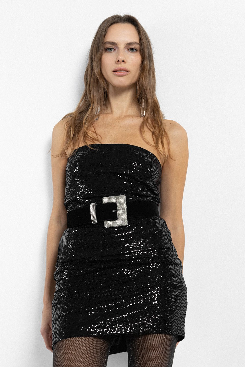 Boneqa Barcelona-Siyah Simli Omzu Açık Parti Top-Top-2-Milagron.com