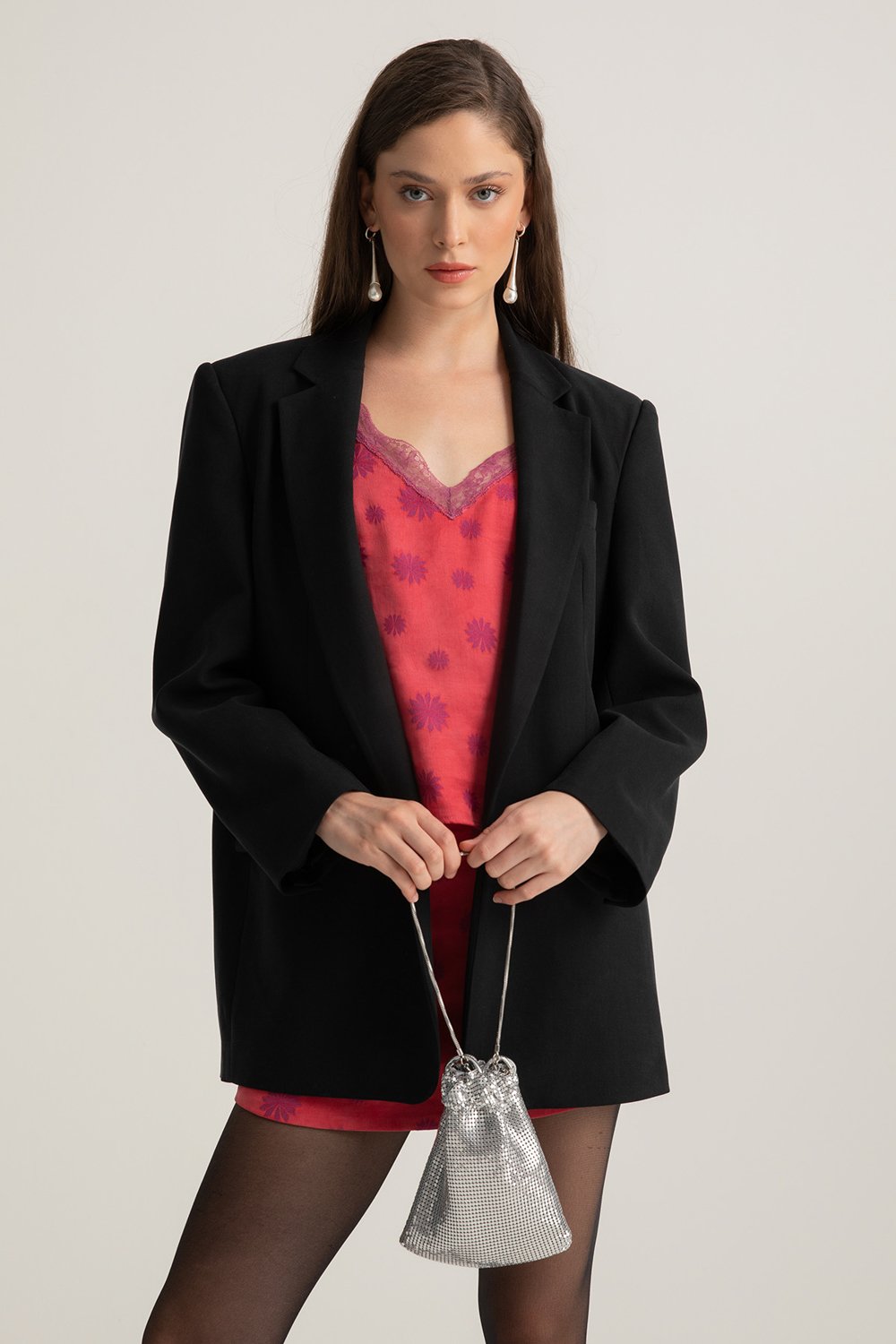 Boneqa Barcelona-Siyah Tek Düğmeli Blazer Ceket-Ceket-2-Milagron.com