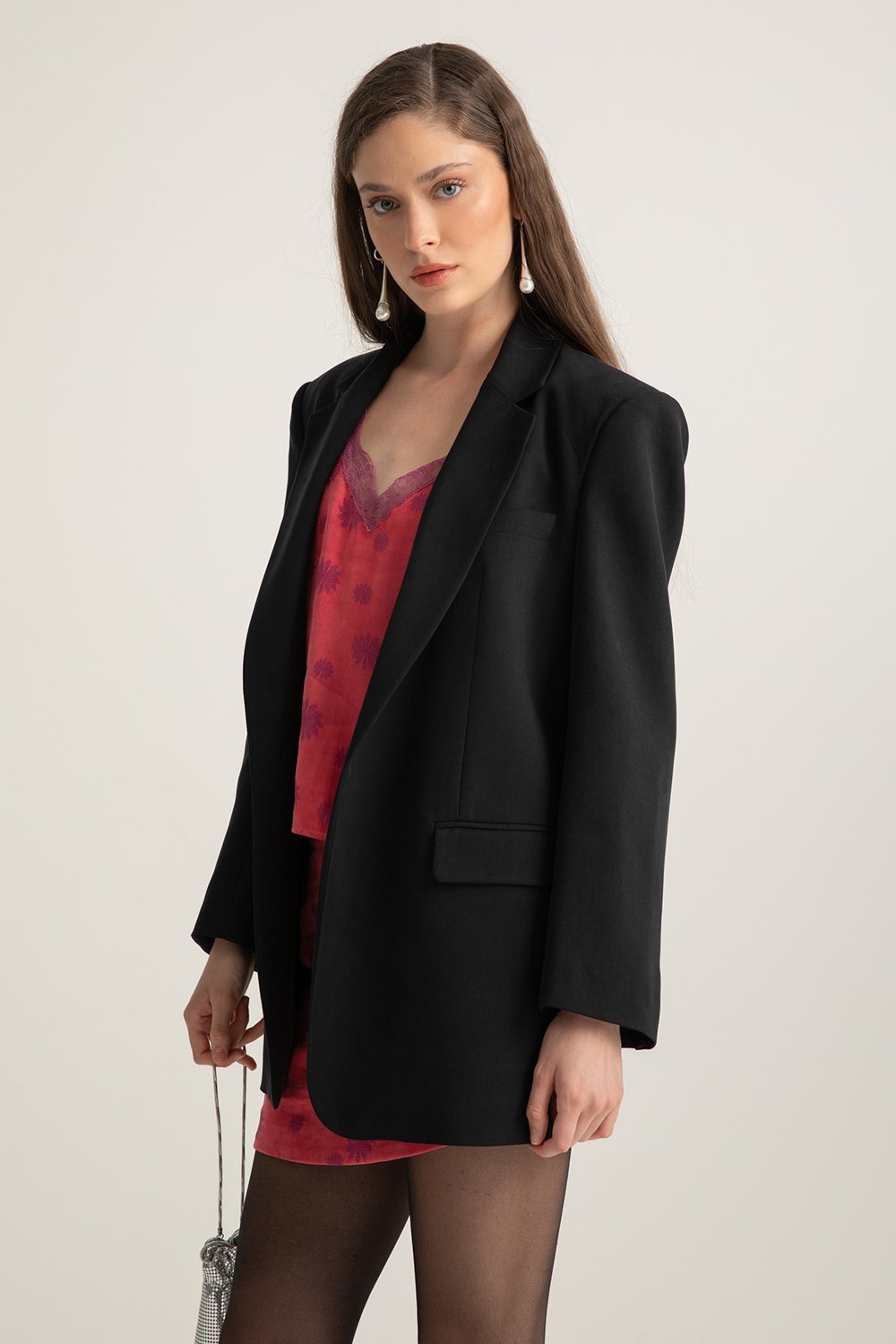 Boneqa Barcelona-Siyah Tek Düğmeli Blazer Ceket-Ceket-6-Milagron.com