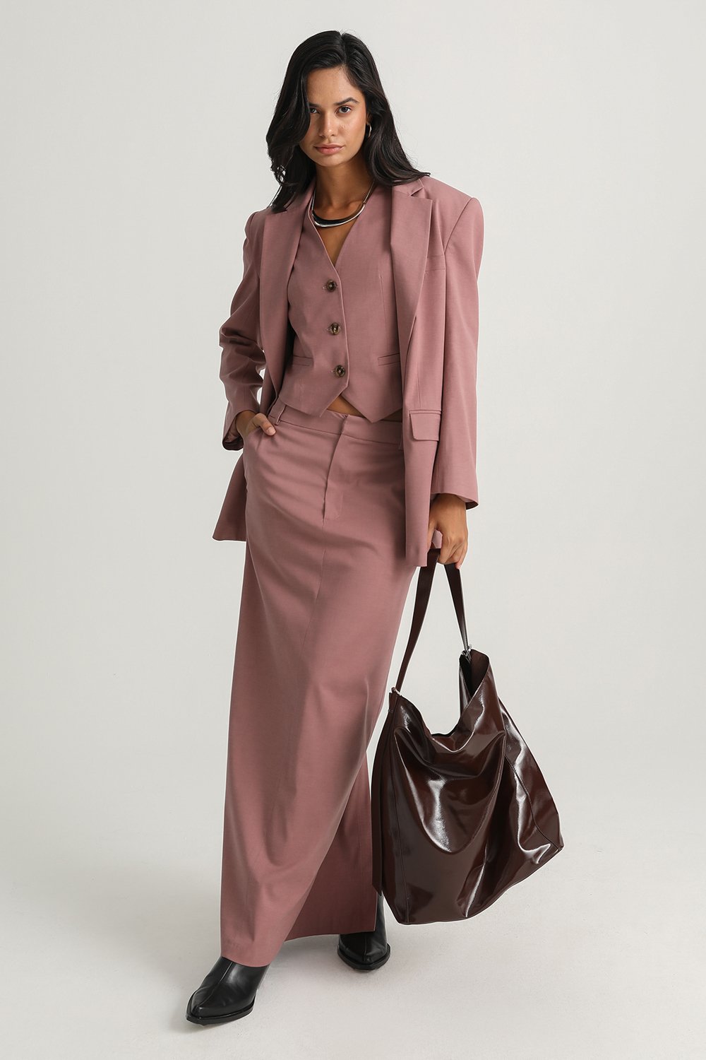 Boneqa Barcelona-Tek Düğmeli Pembe Blazer Ceket-Ceket-4-Milagron.com