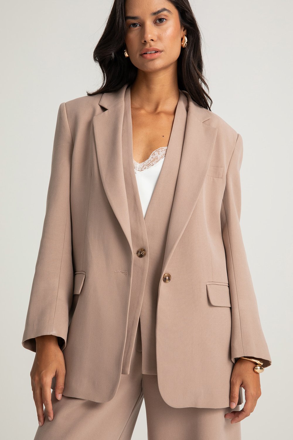 Boneqa Barcelona-Tek Düğmeli Vizon Blazer Ceket-Ceket-2-Milagron.com