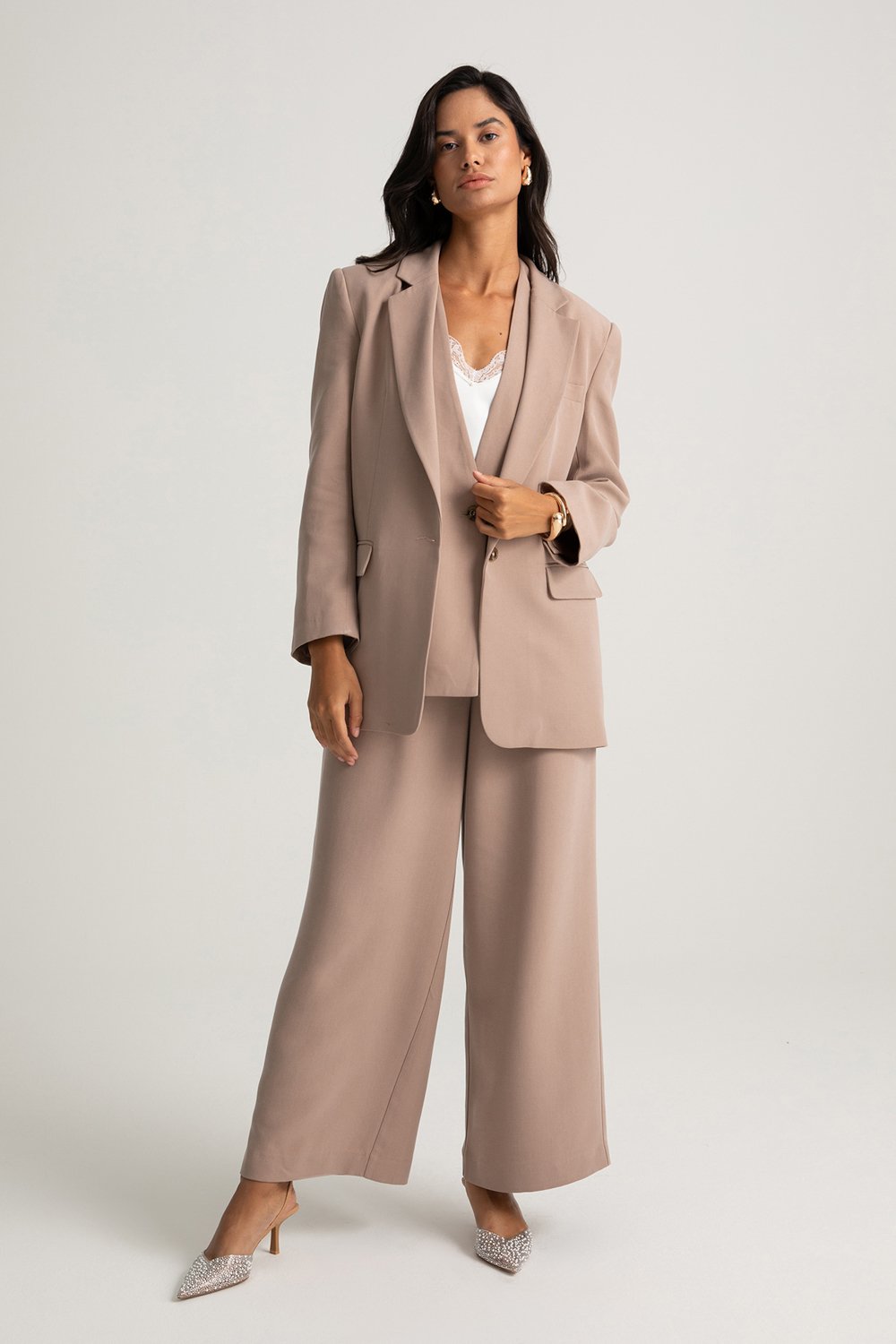 Boneqa Barcelona-Tek Düğmeli Vizon Blazer Ceket-Ceket-3-Milagron.com