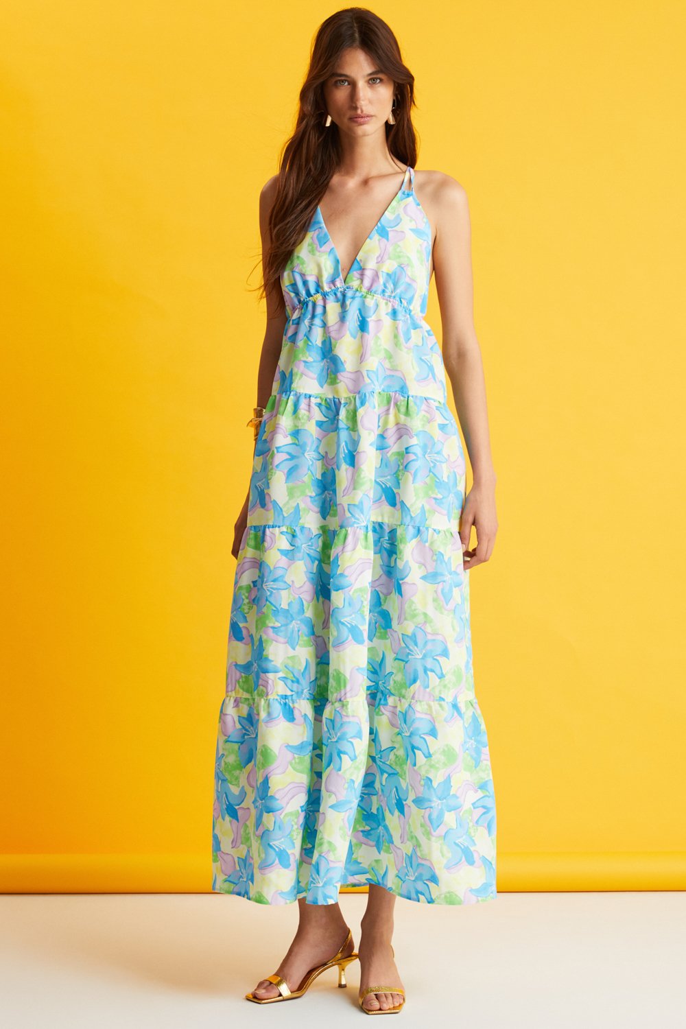 Boneqa Barcelona-Yeşil Çiçek Desenli Elbise-Elbise-1-Milagron.com