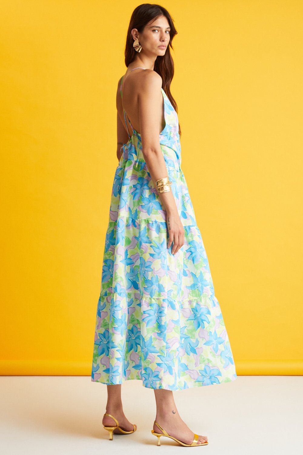 Boneqa Barcelona-Yeşil Çiçek Desenli Elbise-Elbise-6-Milagron.com