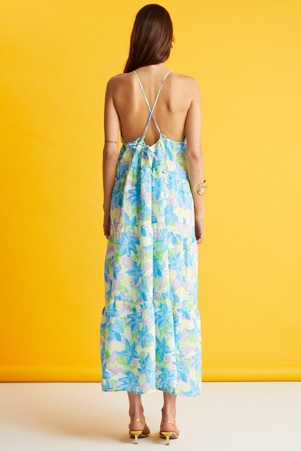 Boneqa Barcelona-Yeşil Çiçek Desenli Elbise-Elbise-7-Milagron.com