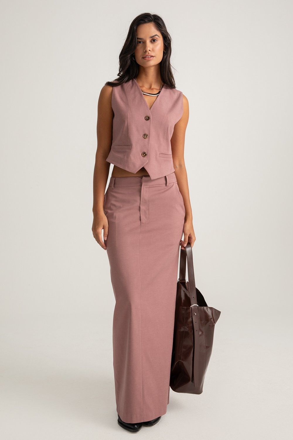 Boneqa Barcelona-Yırtmaç Detaylı Uzun Etek-Etek-1-Milagron.com