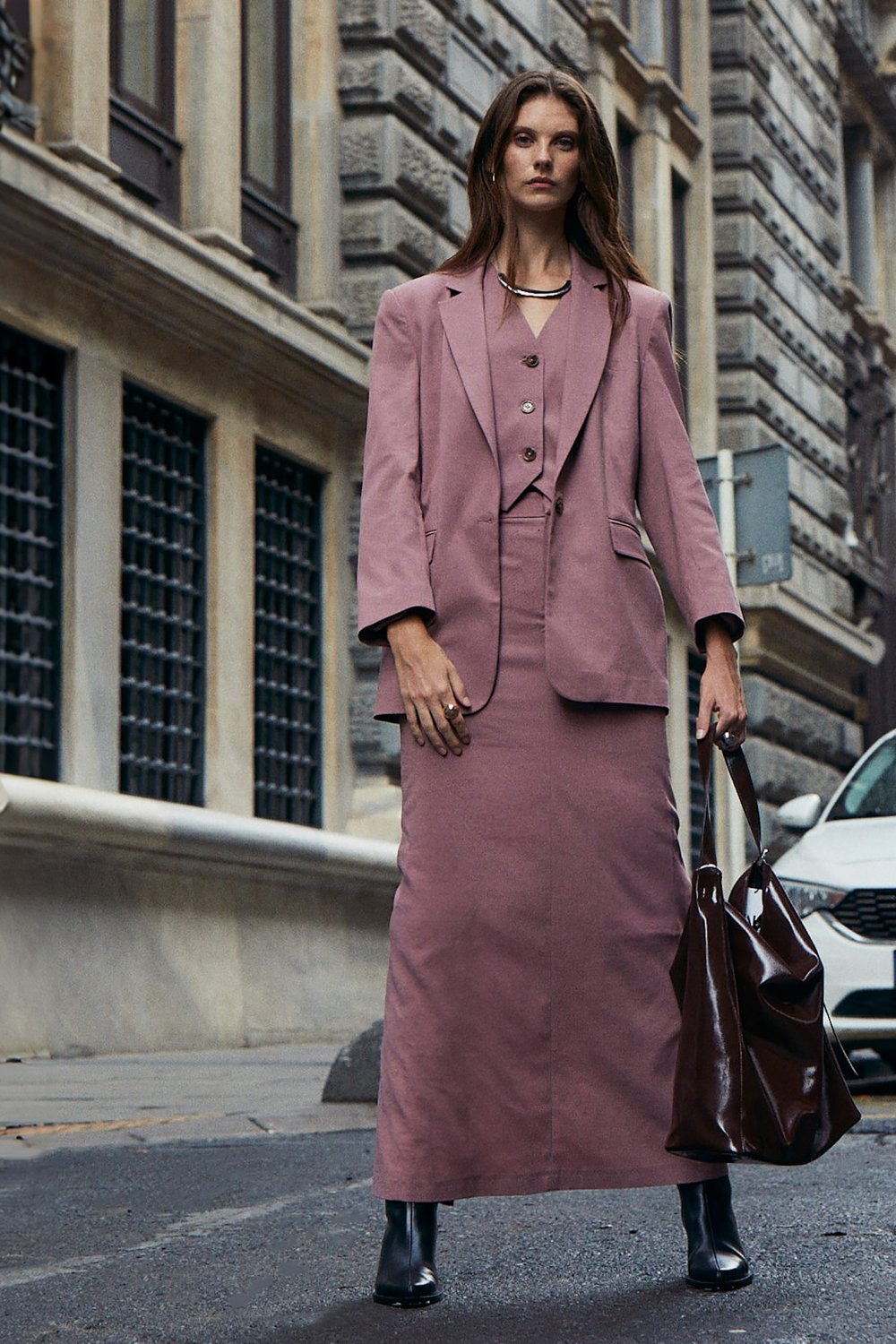 Boneqa Barcelona-Yırtmaç Detaylı Uzun Etek-Etek-2-Milagron.com