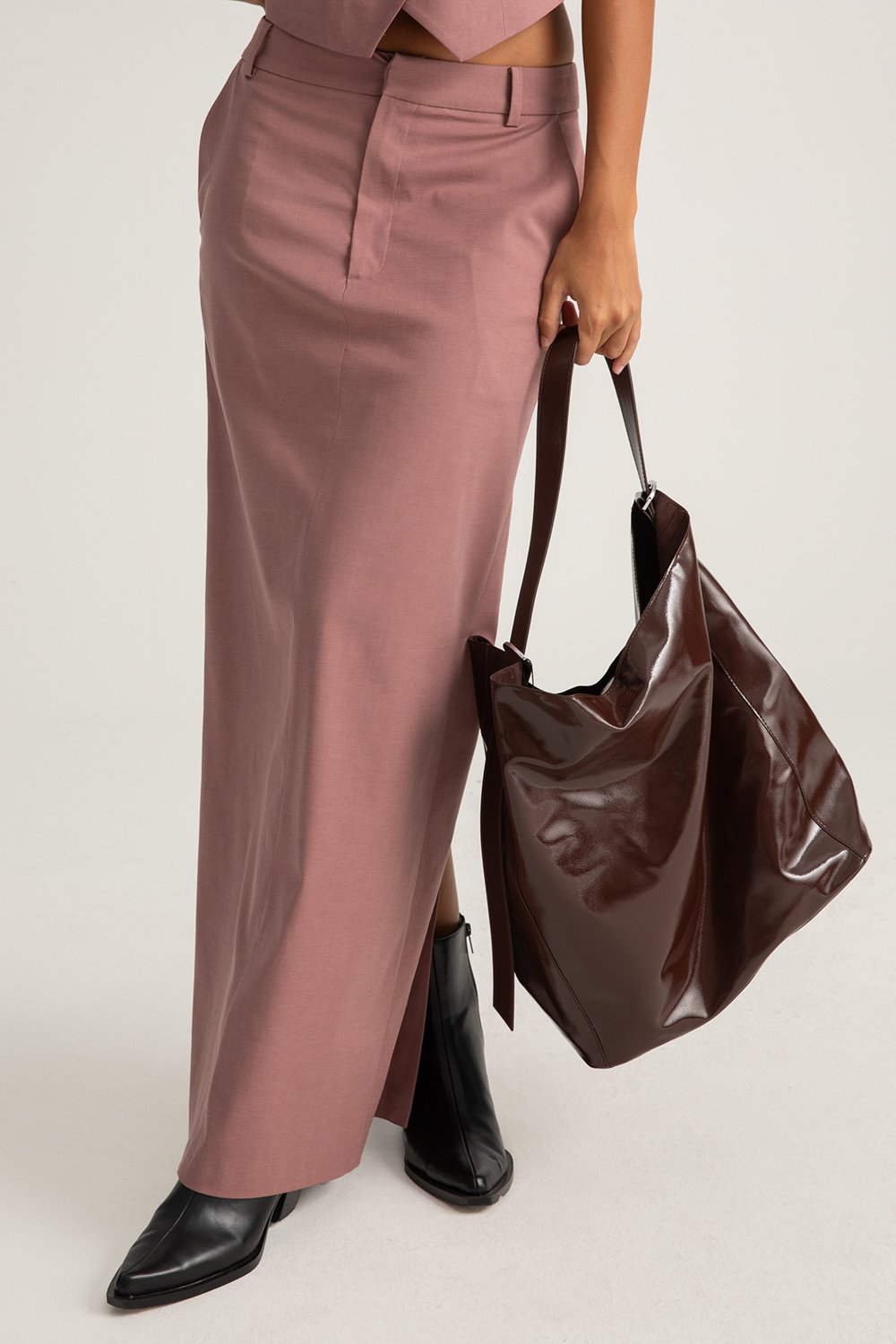 Boneqa Barcelona-Yırtmaç Detaylı Uzun Etek-Etek-4-Milagron.com