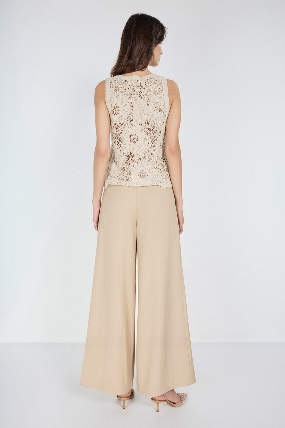 Boneqa Barcelona-Yüksek Bel Belden Bağcık Detaylı Geniş Paça Pantolon-Pantolon-6-Milagron.com