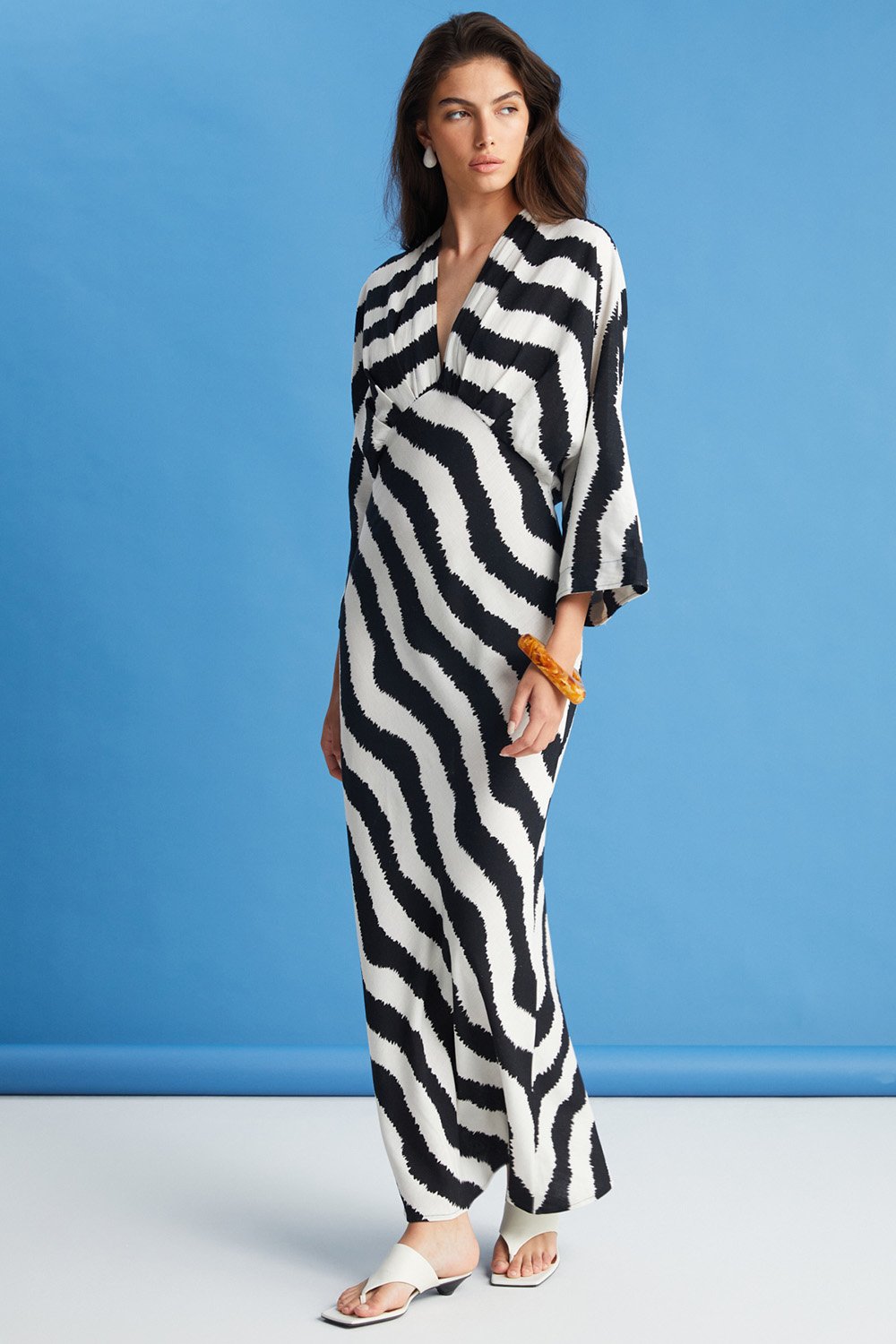 Boneqa Barcelona-Zebra Desenli Elbise-Elbise-1-Milagron.com