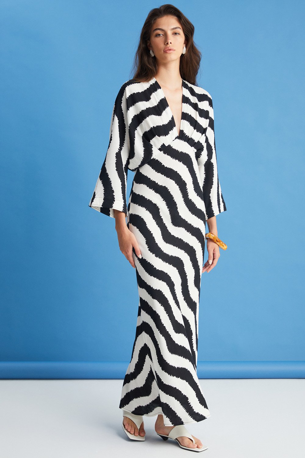 Boneqa Barcelona-Zebra Desenli Elbise-Elbise-3-Milagron.com