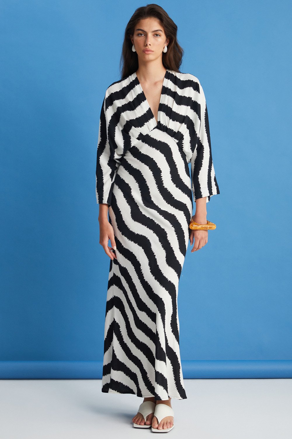 Boneqa Barcelona-Zebra Desenli Elbise-Elbise-5-Milagron.com