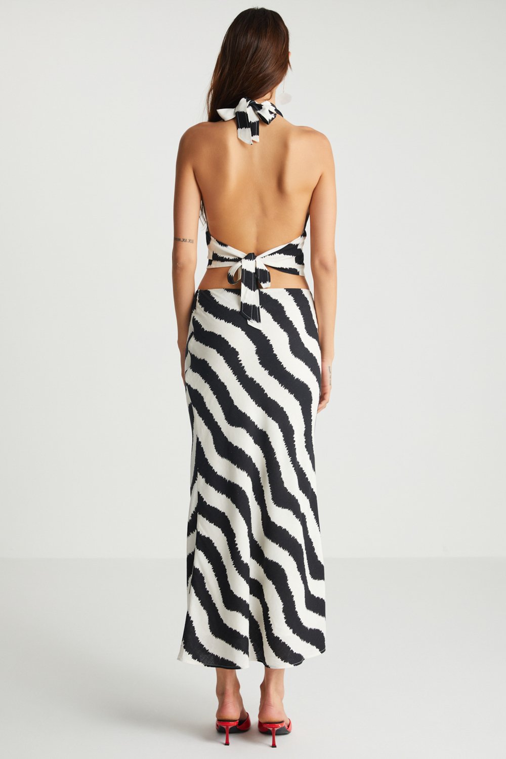 Boneqa Barcelona-Zebra Desenli Uzun Etek-Etek-3-Milagron.com