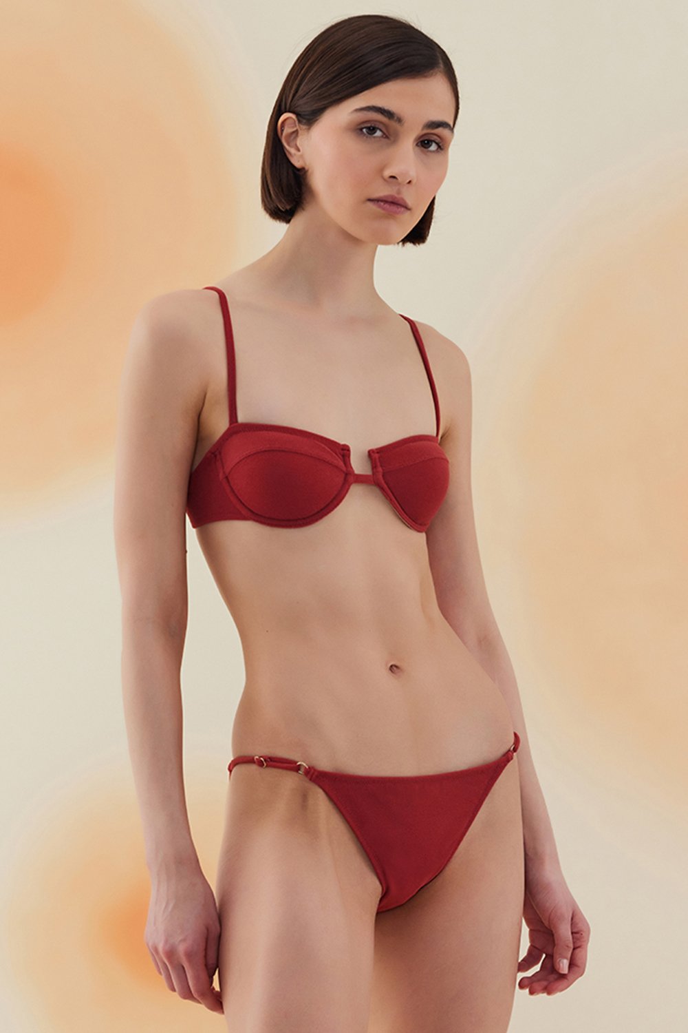 Bonesta-Acacia Burgundy Terry Kaplı Balenli Bikini Takımı-Bikini & Mayo-2-Milagron.com