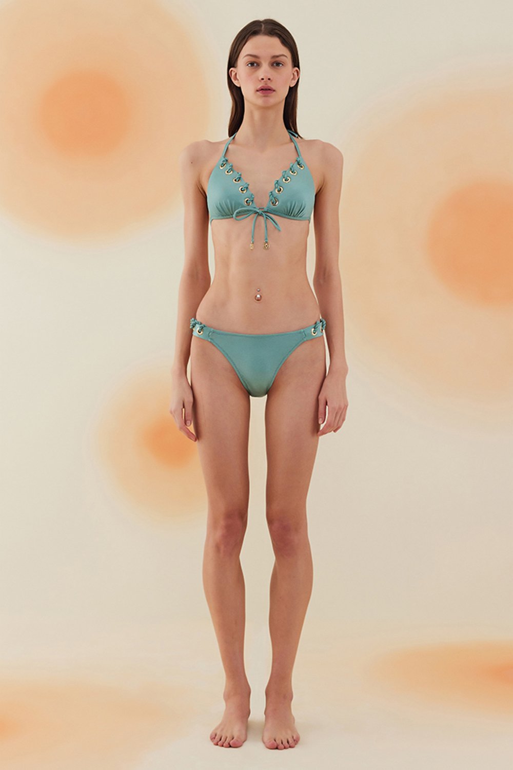 Bonesta-Aeolian Mint Green Kuşgözlü Üçgen Bikini Takımı-Bikini & Mayo-1-Milagron.com