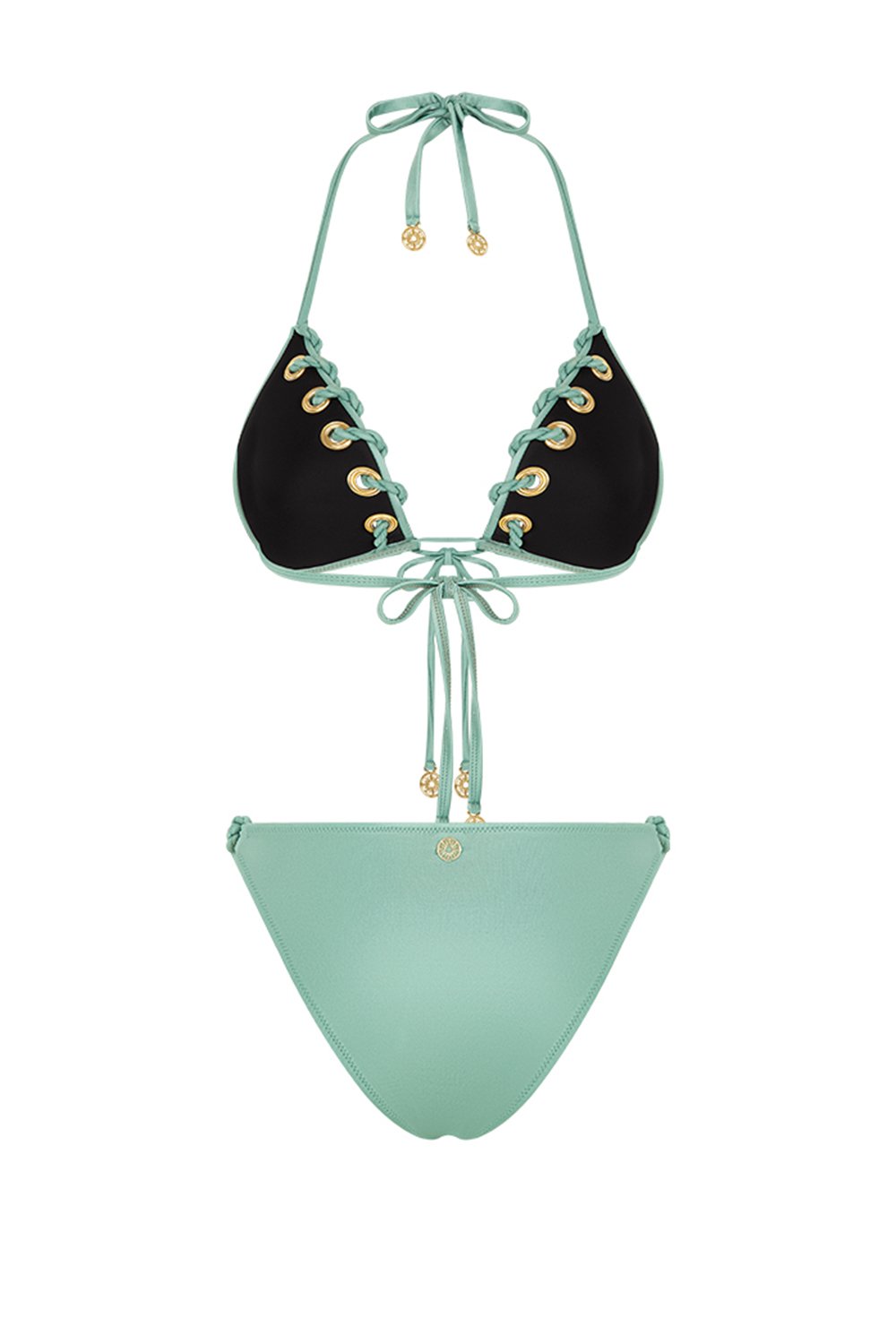 Bonesta-Aeolian Mint Green Kuşgözlü Üçgen Bikini Takımı-Bikini & Mayo-6-Milagron.com