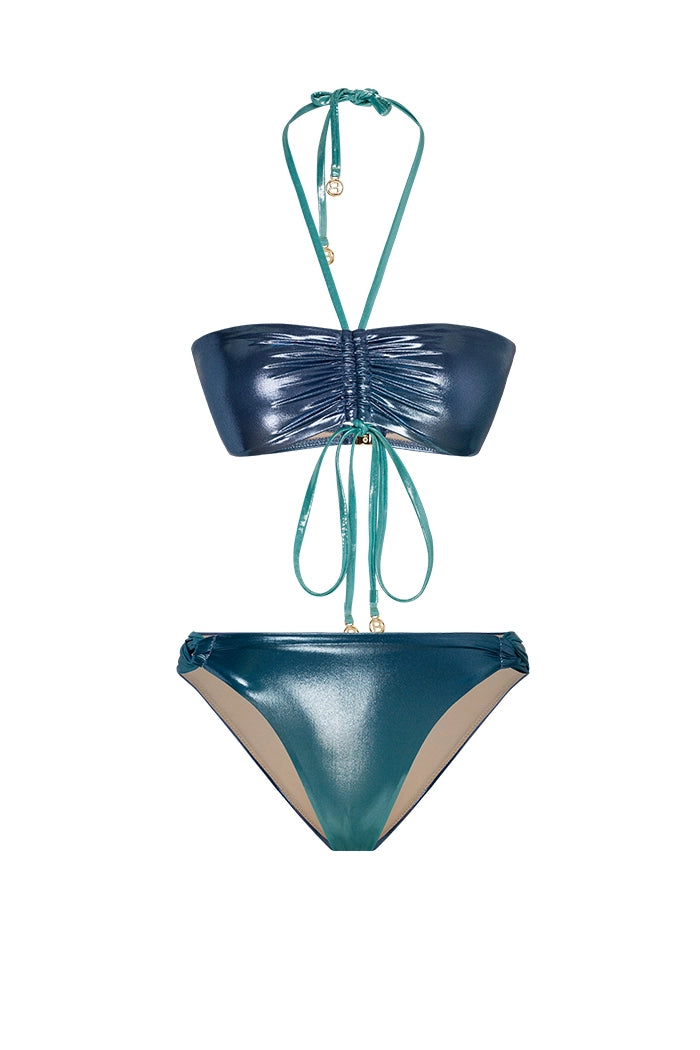 Bonesta-Agrizate Shiny Aqua And Royal Blue Çift Renk Straplez Bikini Takımı-Bikini & Mayo-1-Milagron.com