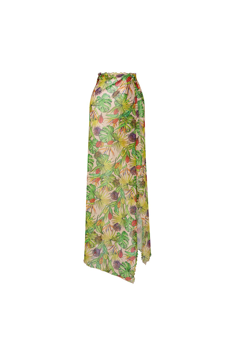 Bonesta-Alessia Sarı Mor Çiçek Desenli Bağcıklı Uzun Pareo Etek-Pareo & Bandana-1-Milagron.com