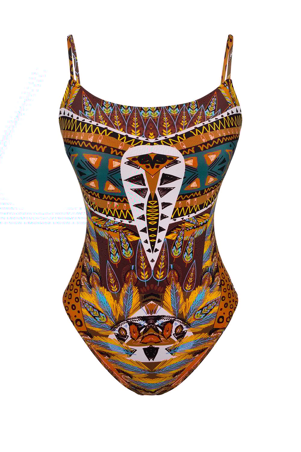 Bonesta-Atyrau Aztec Ethnic Pattern Aksesuarlı Askılı Kare Yaka Mayo-Bikini & Mayo-4-Milagron.com