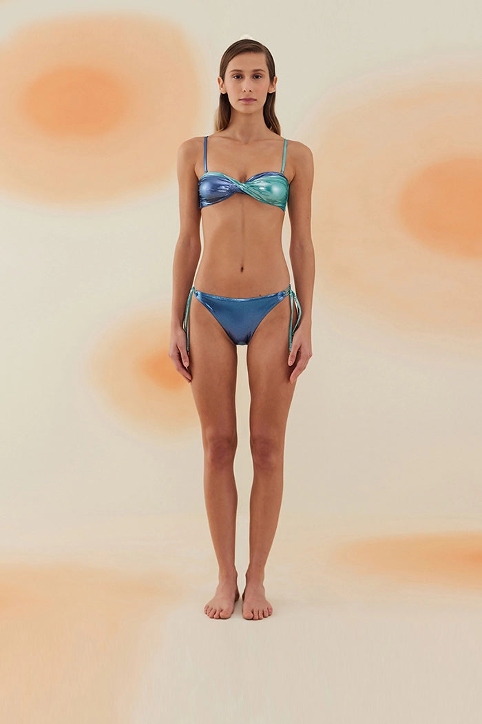 Bonesta-Baja Shiny Aqua And Royal Blue Çift Renk Dönmeli Bikini Takımı-Bikini & Mayo-3-Milagron.com