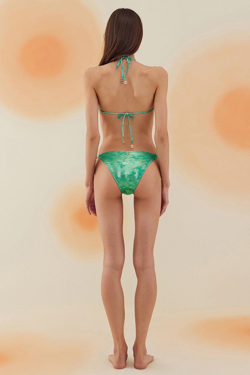 Bonesta-Bardenas Shiny Shiny Emerald Green Aksesuarlı Üçgen Bikini Takımı-Bikini & Mayo-3-Milagron.com