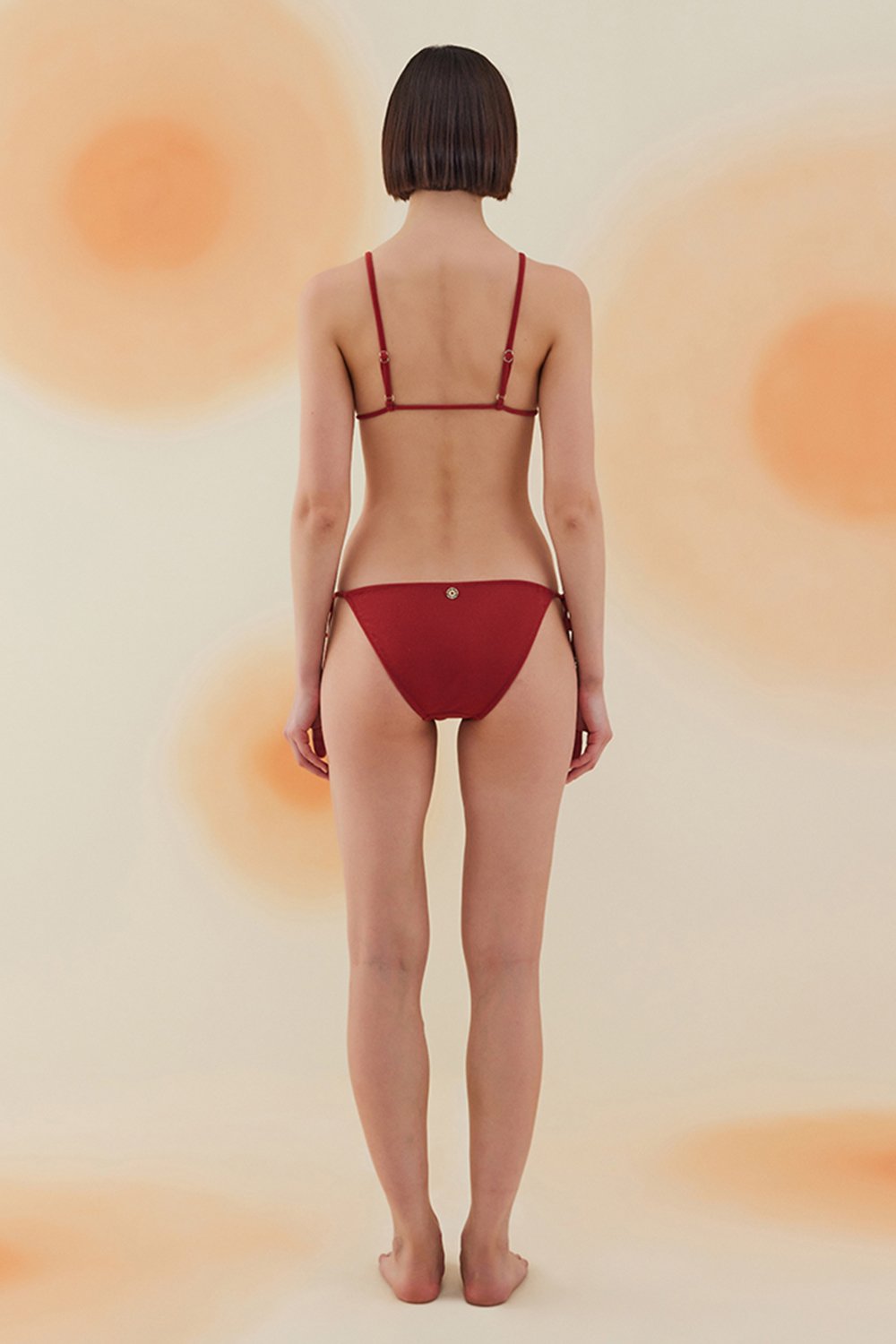 Bonesta-Barrel Burgundy Terry Bağcıklı Üçgen Bikini Takımı-Bikini & Mayo-3-Milagron.com