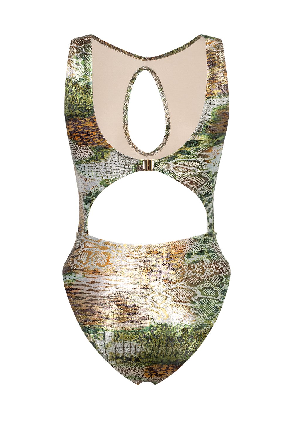 Bonesta-Bayuda Phantom Snake Pattern Halter Kesim Pencereli Mayo-Bikini & Mayo-6-Milagron.com