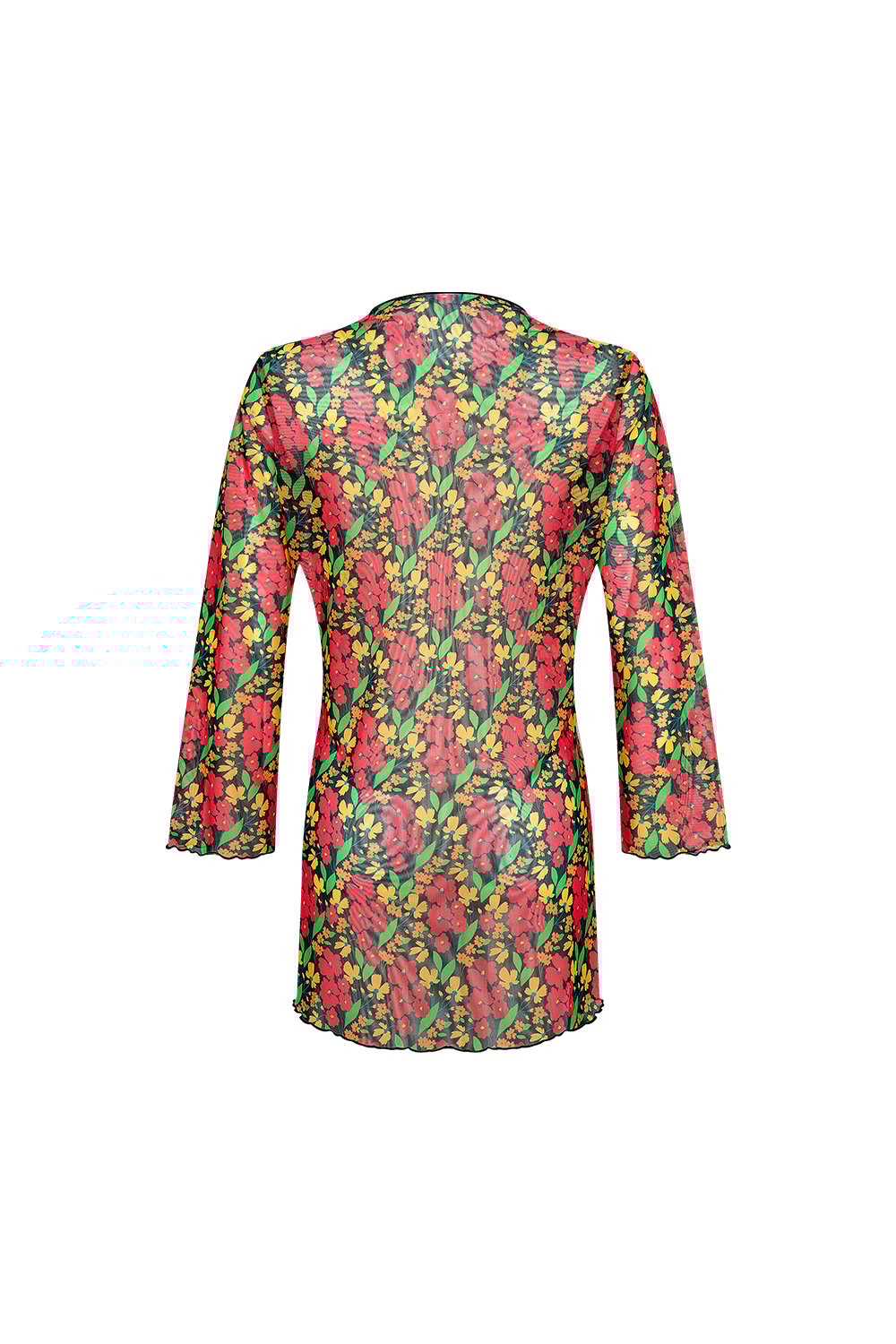 Bonesta-Bellanca Kırmızı Çiçek Desenli Önü Büzgülü Gömlek Pareo-Pareo & Bandana-2-Milagron.com