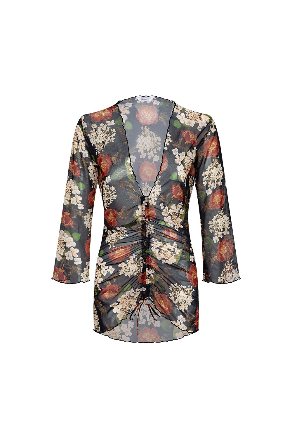 Bonesta-Bellanca Koyu Kahve Çiçek Desenli Önü Büzgülü Gömlek Pareo-Pareo & Bandana-1-Milagron.com