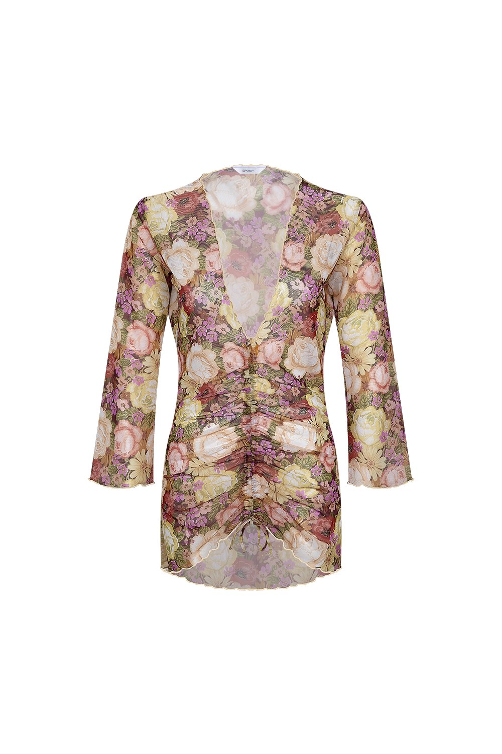 Bonesta-Bellanca Renkli Pastel Çiçek Önü Büzgülü Gömlek Pareo-Pareo & Bandana-1-Milagron.com