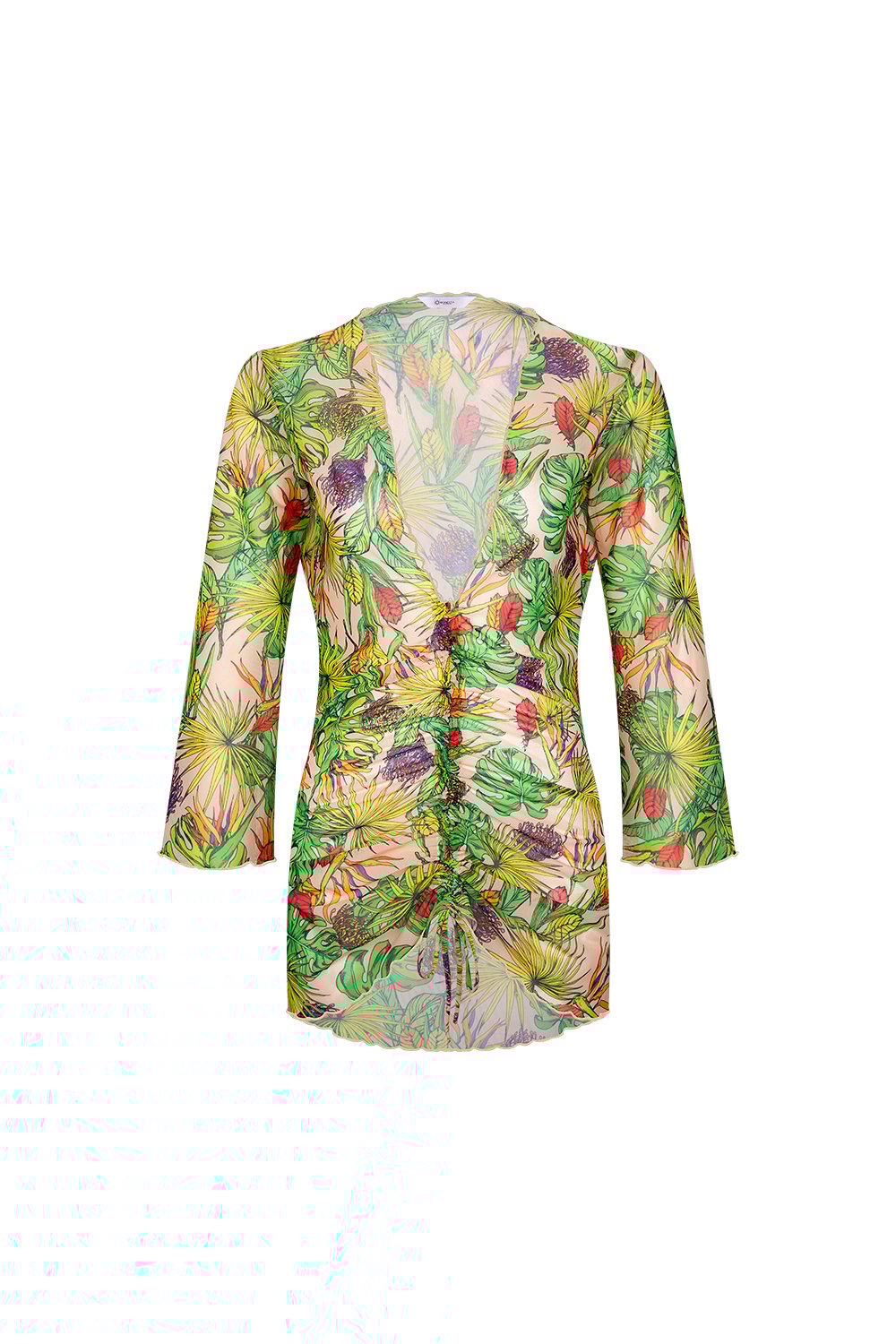 Bonesta-Bellanca Sarı Mor Çiçek Önü Büzgülü Gömlek Pareo-Pareo & Bandana-1-Milagron.com