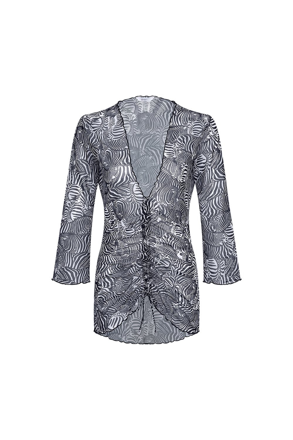 Bonesta-Bellanca Zebra Desenli Önü Büzgülü Gömlek Pareo-Pareo & Bandana-1-Milagron.com
